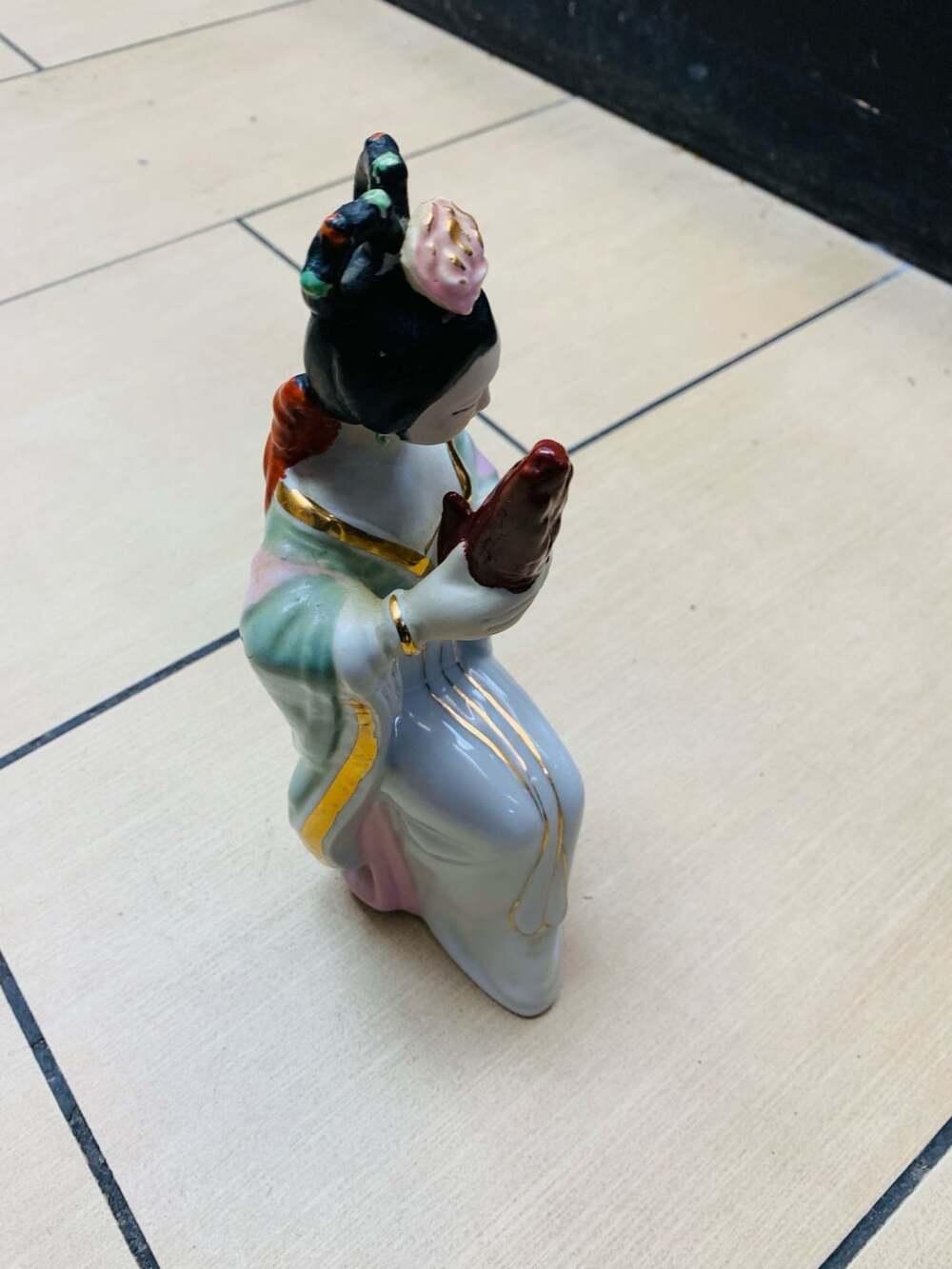 Vintage Porcelain Chinese Court Lady Figurine Hand Painted Kimono